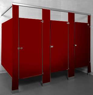 Burgundy Bathroom Stalls