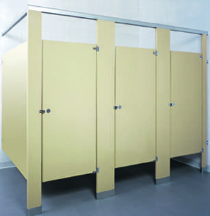 Almond Powder Coated Bathroom Stalls