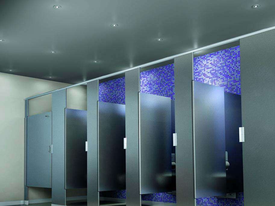 Stylish Commercial Bathroom Lighting One Point Partitions