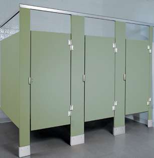 Moss Colored Plastic Bathroom Stalls