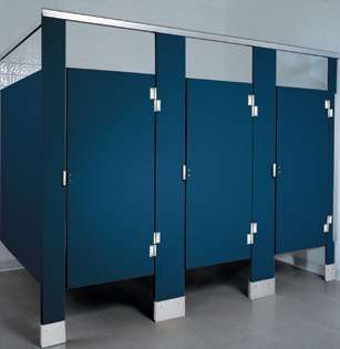 Blue Plastic Bathroom Stalls