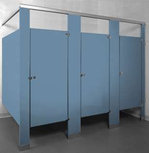 Azure color large Albany bathroom stalls
