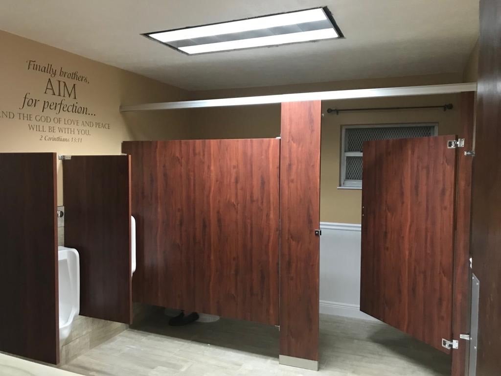 Beautiful mahogany wood restroom design