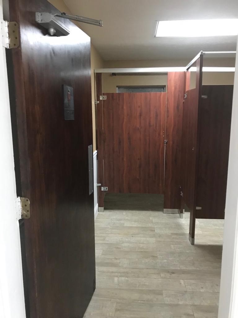 Mahogany wood bathroom partitions