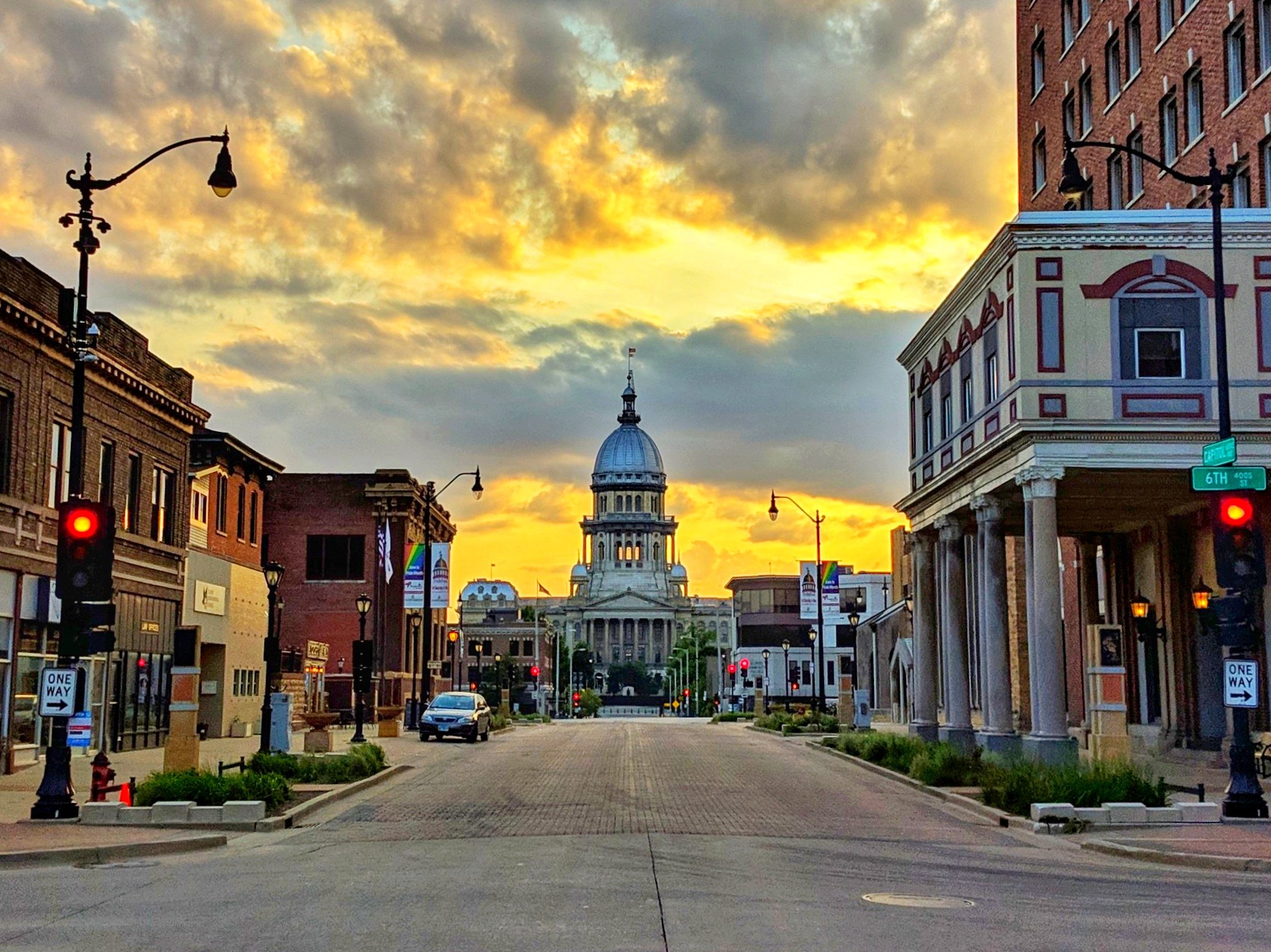 Illinois State Capitol Building at Sunset