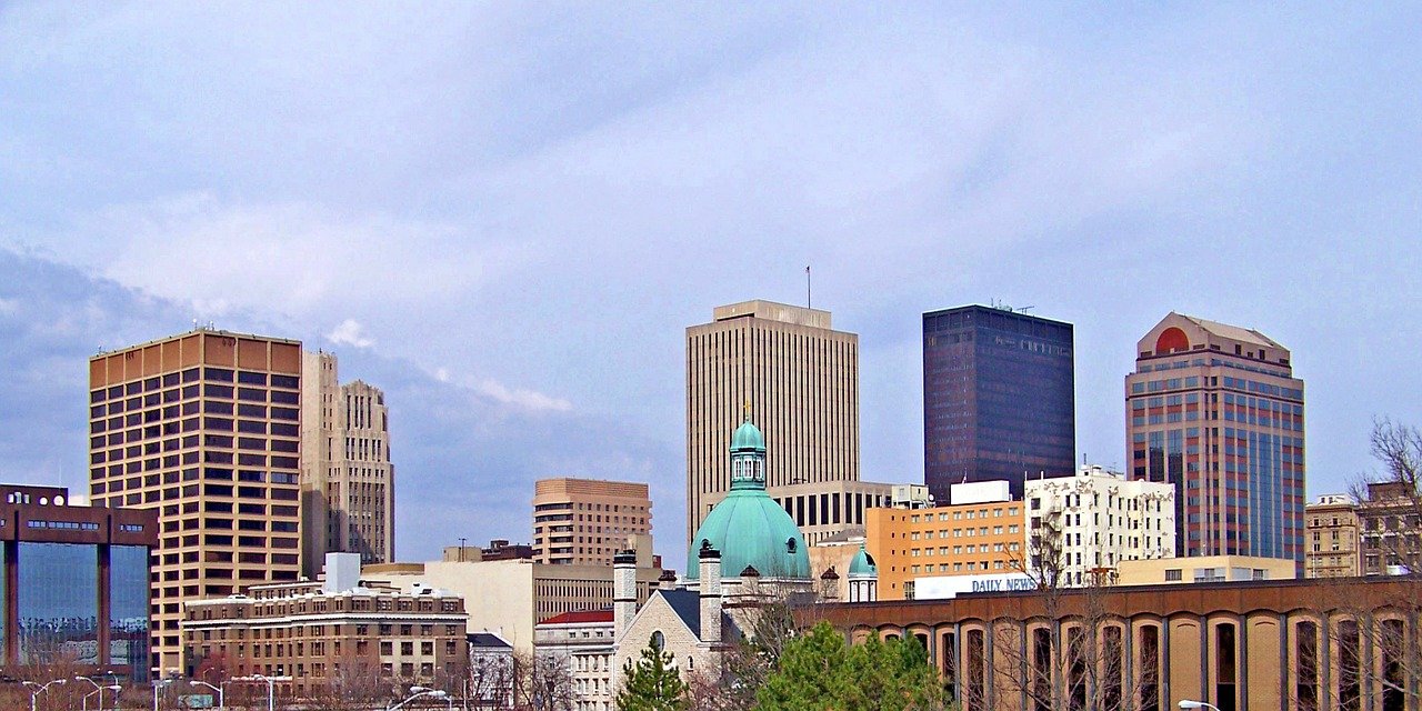 Downtown Dayton Ohio city skyline