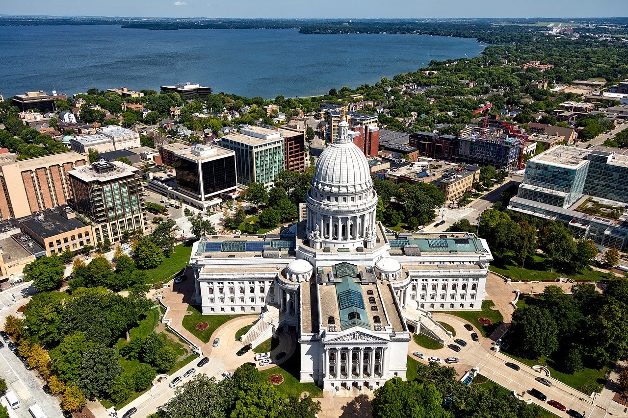 Madison Wisconsin aerial photo view
