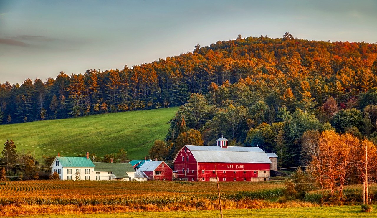 New Hampshire landscape farm in fall