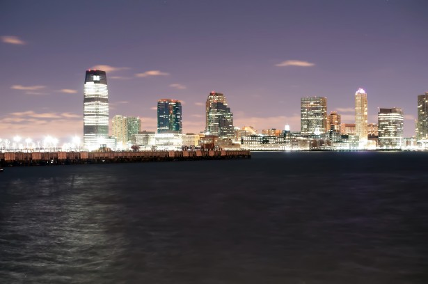 Newark New Jersey city skyline at night