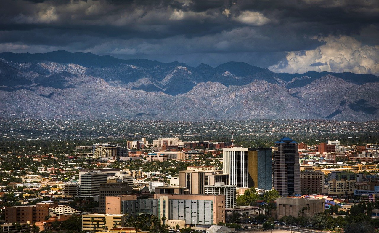 Tucson Arizona city aerial view